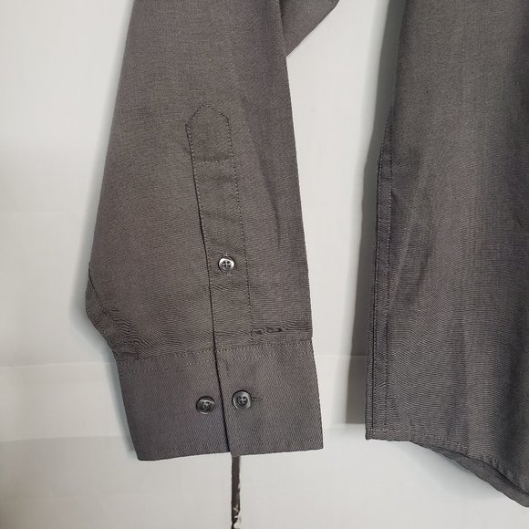 Penguin Munsingwear Grey Solid Button Dress Shirt - Picture 3 of 8